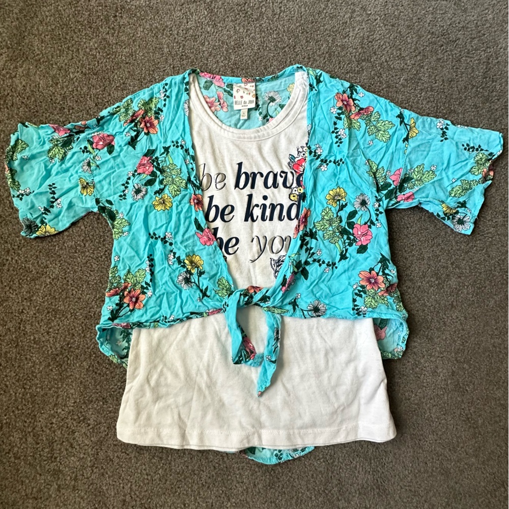 Girls Belle du Jour Tank and Cardigan Set, Size L